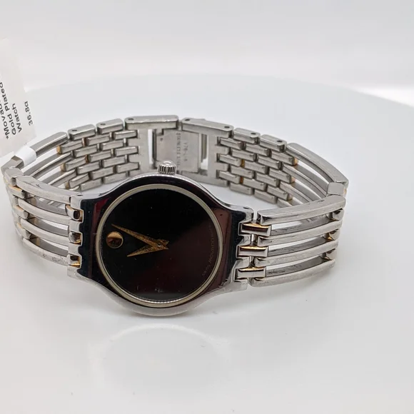 Designer Movado Esperanza Swiss Ladies 18K Gold Plated Stainless Steel Sapphire